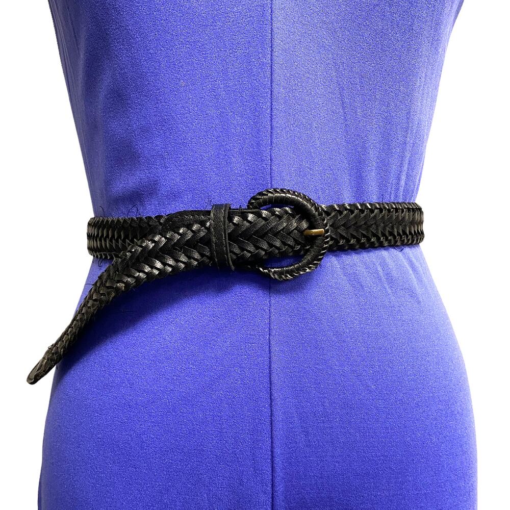 Vintage Womens Black Braided Belt
